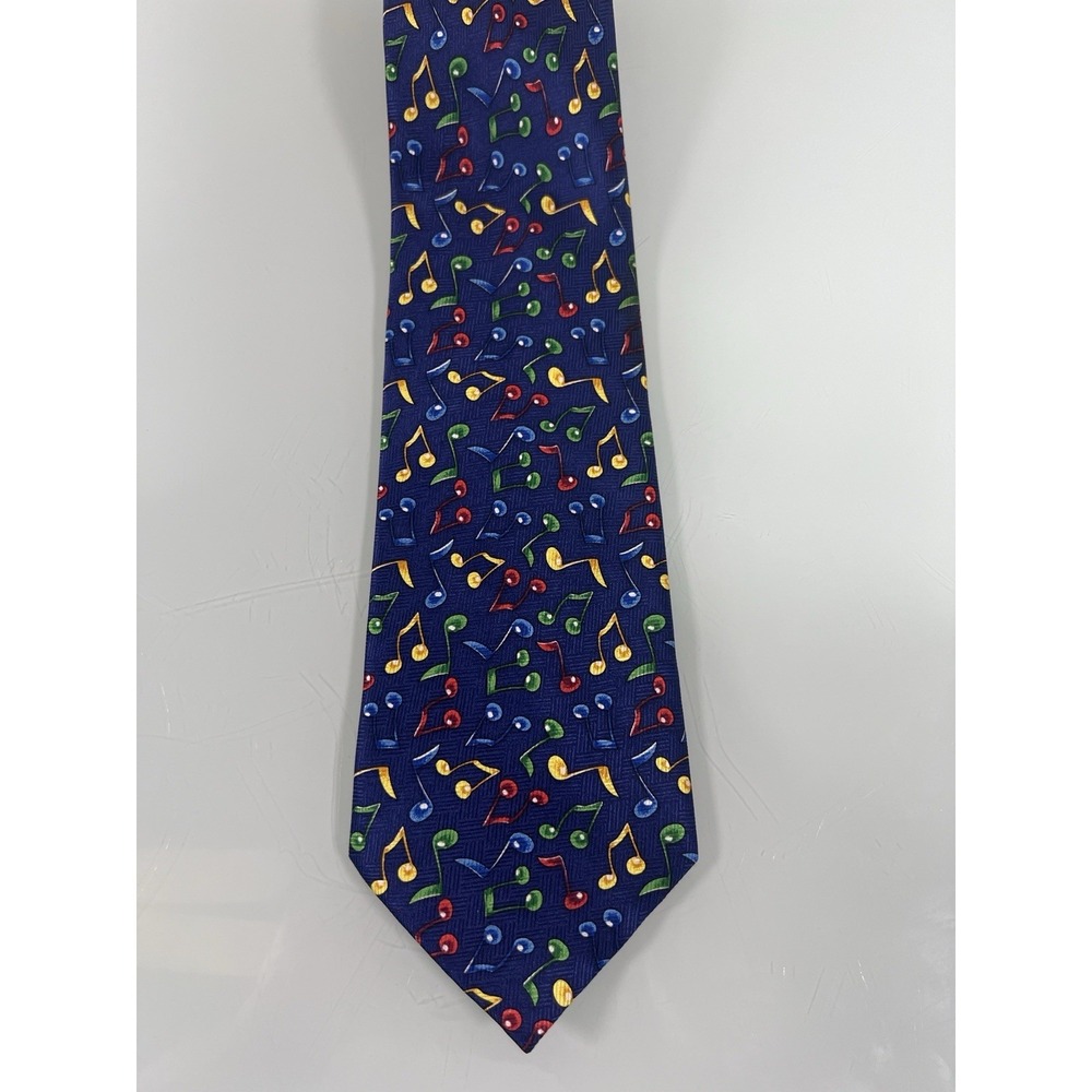 Puritan Silk Music Note Tie Blue Novelty Teacher Band Choir‎ Gift - Picture 4 of 6
